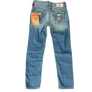 True Religion World Tour Girls Julie Super T Straight Leg Jeans Size 8 NWT $150
